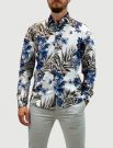 Camicia manica lunga Identikit - fiori tabacco e blu