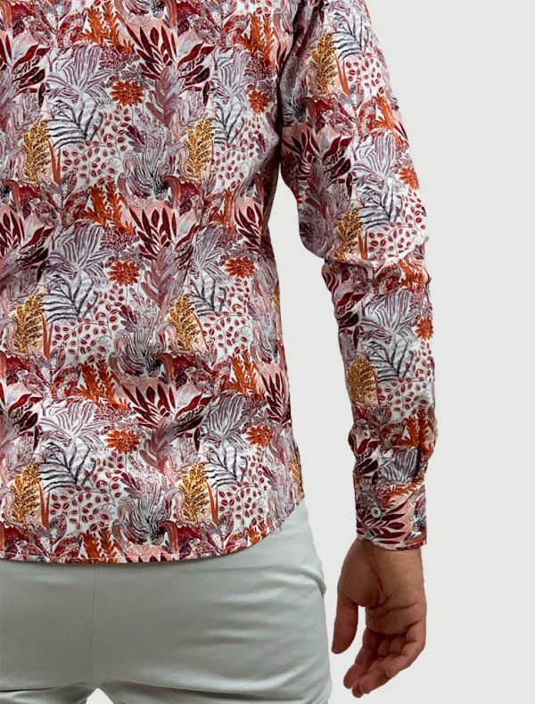 Camicia manica lunga Identikit - fiori grandi mattone